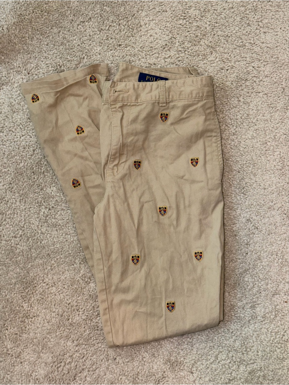 Polo by Ralph Lauren Embroidered Crest Khaki  Boys Chinos